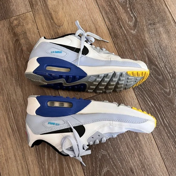 Nike Air Max 90 Leather GS White Blue Whisper - Picture 2 of 9